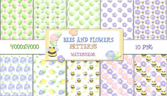 Bees and Flowers Watercolor Seamless Patterns: A Creative Digital Resource for Designers and Makers