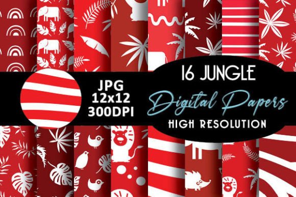 Bring the Wild to Your Creative Projects with Red Jungle Safari Digital Papers Pattern