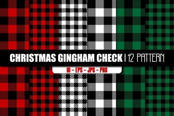 Christmas Gingham Check Pattern: Rustic Charm, Ready-to-Use Design Freedom