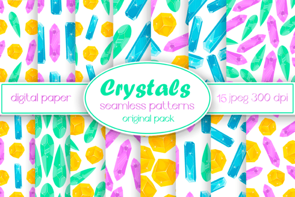 Digital Paper Magic Crystals & Gems Seamless