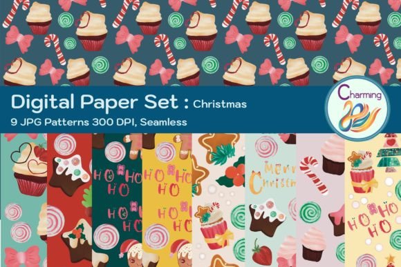 Digital Papers Set Sweet Christmas