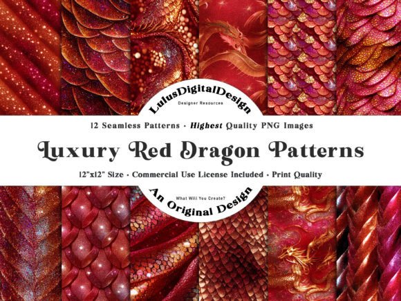 Luxury Red Dragon Seamless Digital Paper