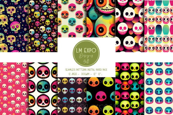 Neon Skulls Seamless Digital Papers: Bold, Versatile, and Ready for Real-World Design