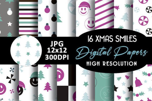 Purple Mint Smile Face Christmas Pattern