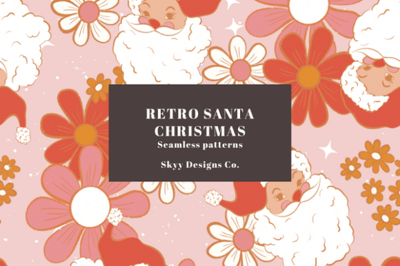 Retro Santa Floral Christmas Pattern