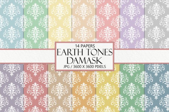 Seamless Earth Tones Damask Backgrounds