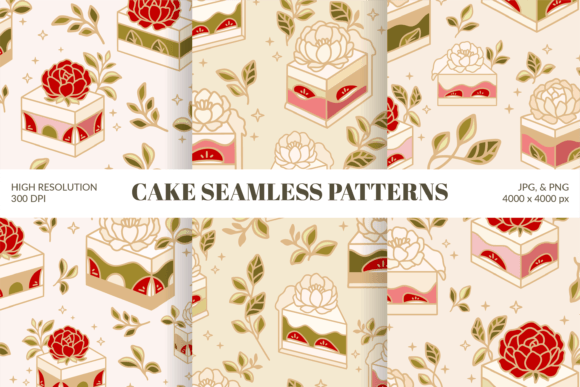 Vintage Strawberry Cake Seamless Pattern