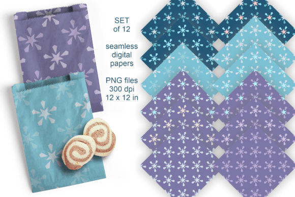 Winter Stars Seamless Paper Set of 12: Elegant, Versatile Digital Papers for Winter & Beyond