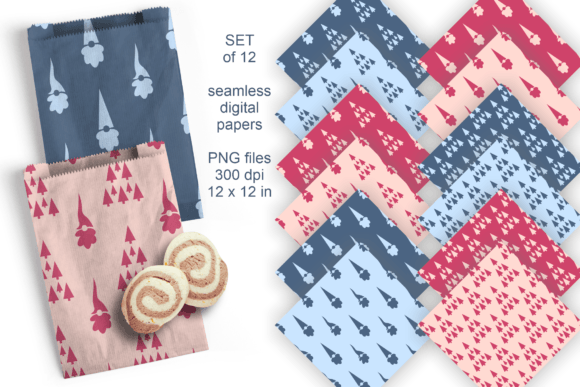 Xmas Trees and Gnomes Seamless Papers